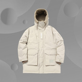 李宁羽绒服BADFIVE长安少年男新款 宽松白鸭绒轻暖中羽绒服AYMQ561