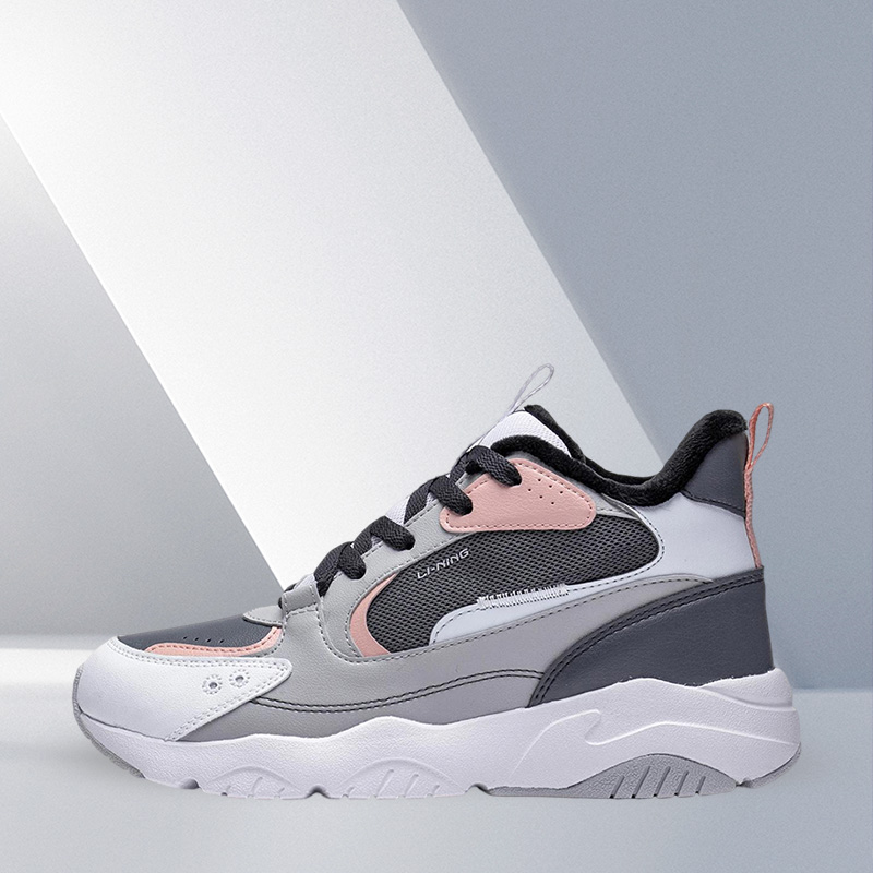 Lining/李宁正品女子加绒保暖舒适中帮潮流经典运动休闲鞋AGLS210