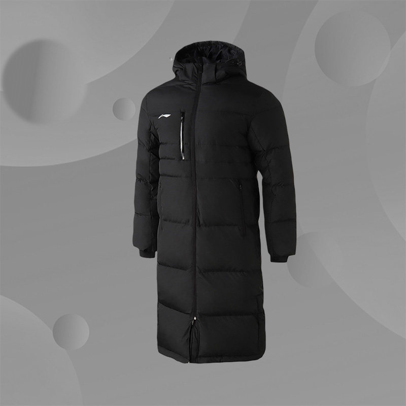 李宁长羽绒服男冬保暖修身型长款男士运动服外套羽绒服AYMN133