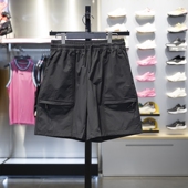 AKSU533 李宁正品 运动潮流系列男子纯色中腰防泼水宽松休闲短裤