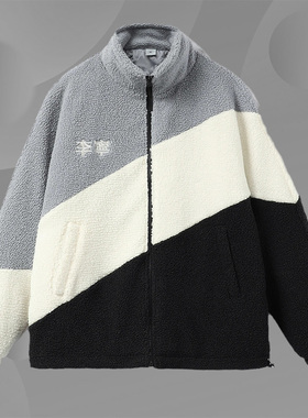 李宁棉服女秋冬摇粒绒女装拼接保暖外套女立领刺绣运动服AFMR494