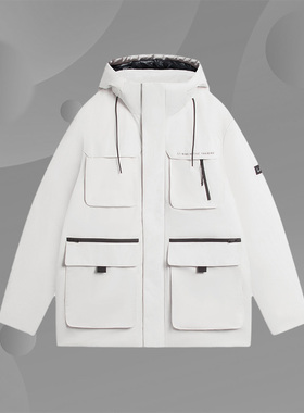 李宁正品新款男子运动休闲时尚保暖连帽工装羽绒服外套AYMS311