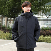 男子纯色拉链连帽保暖舒适运动棉服AFMU035 李宁正品 2025新款