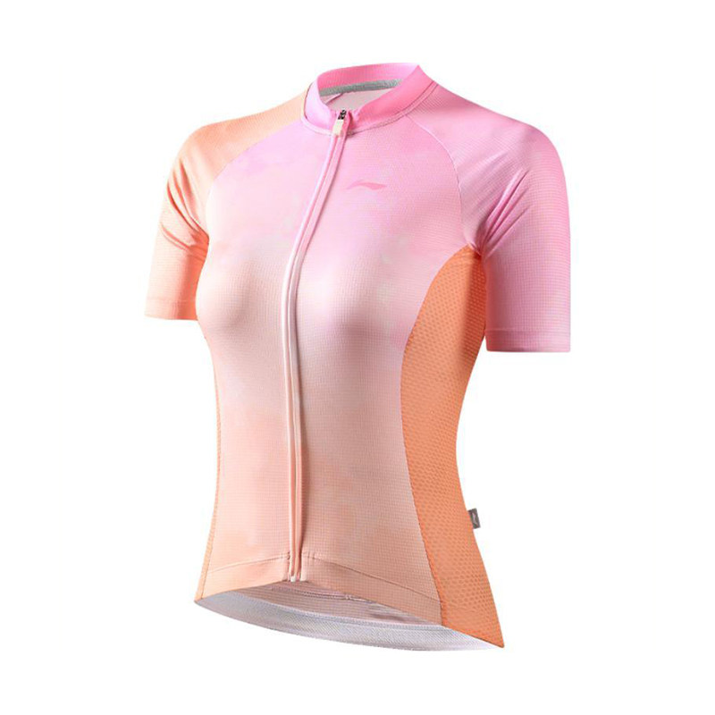 李宁正品夏季新款女子拉链亲肤柔软舒适训练运动骑行服LCUY234-1