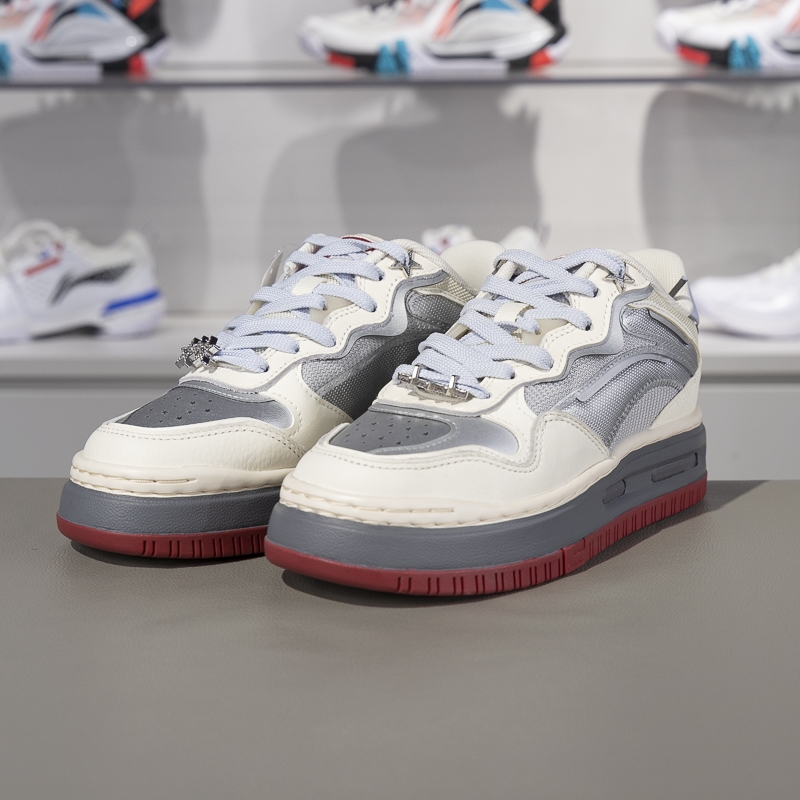 李宁正品FUTURE C1女子复古拼接厚底缓震回弹休闲板鞋AGCT500-2