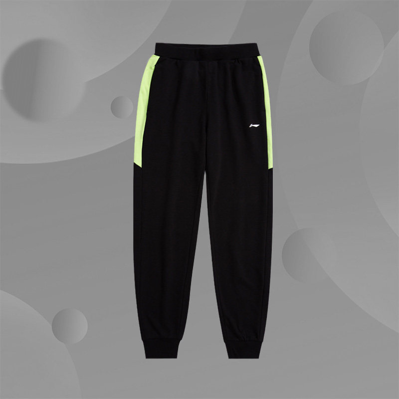 李宁男童卫裤黑色儿童篮球系列春秋季大童男收口运动长裤YKLR521