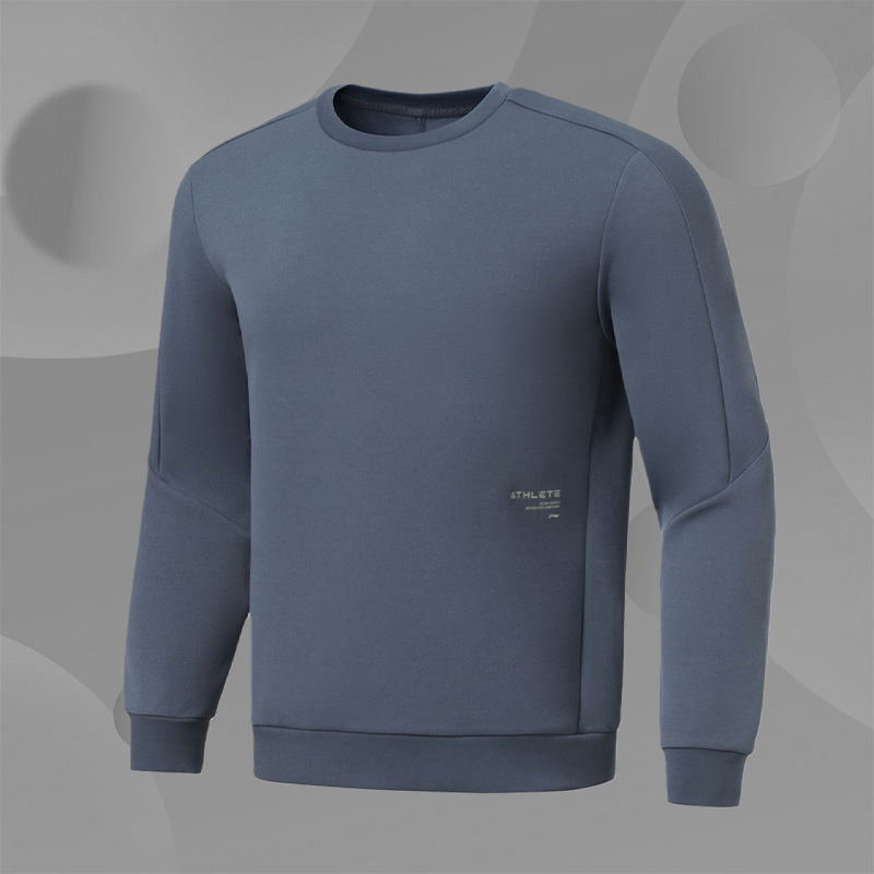 李宁正品男子新款运动休闲圆领健身训练系列卫衣套头衫AWDS007