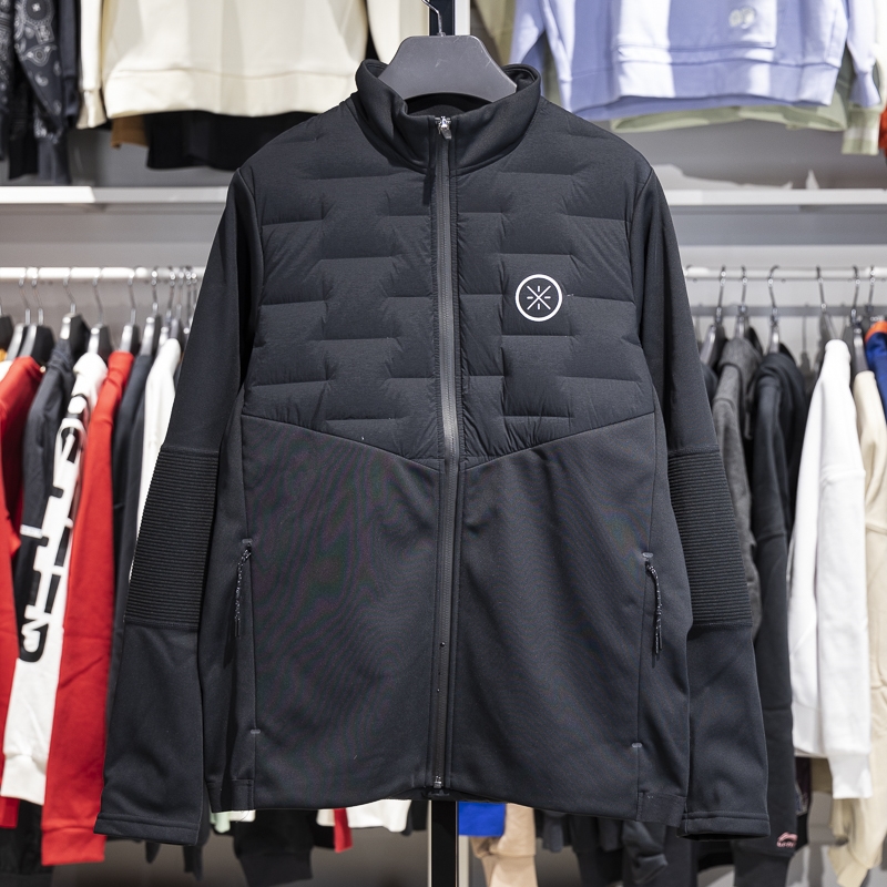 李宁正品韦德系列男子立体裁剪修身鹅绒拼接短羽绒服AYMT159-1