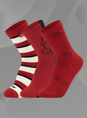 Lining/李宁正品新款男女大童新年三双装休闲运动袜YWTT009
