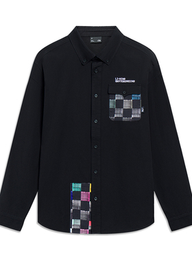 Lining/李宁正品春季男子滑板系列时尚潮流宽松长袖衬衫ASHT015