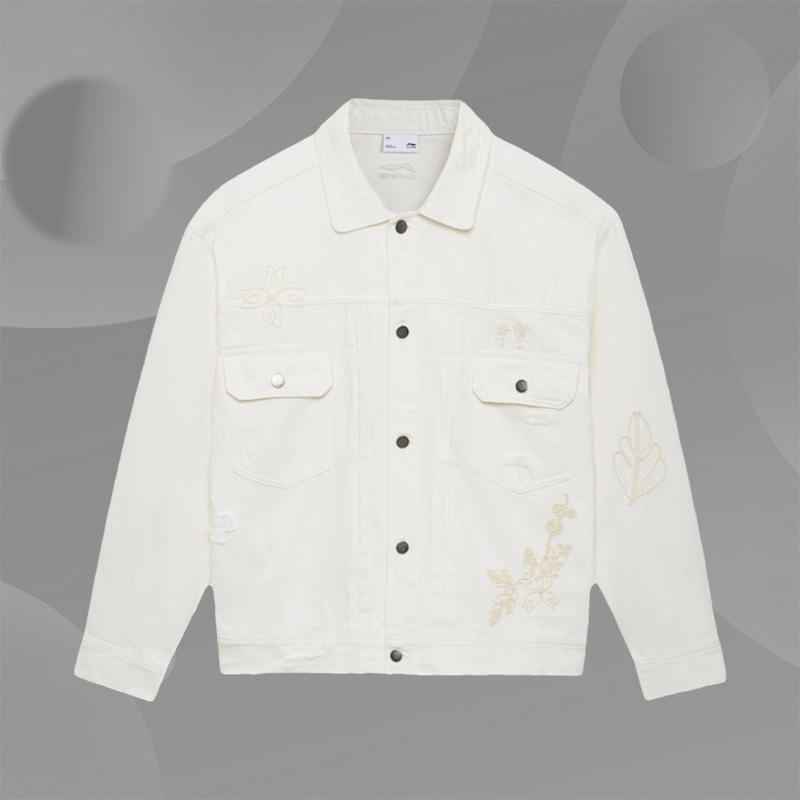 李宁男子牛仔夹克外套