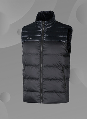 李宁正品男款冬季足球系列舒适常规时尚休闲运动羽绒马甲AMRM013