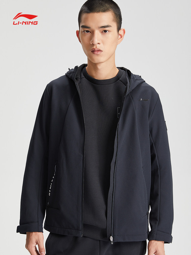 리 닝  겨울 남성 트레이닝 가디건 플러스 벨벳 슬림 스포츠 스웨트 재킷 AFDQ703