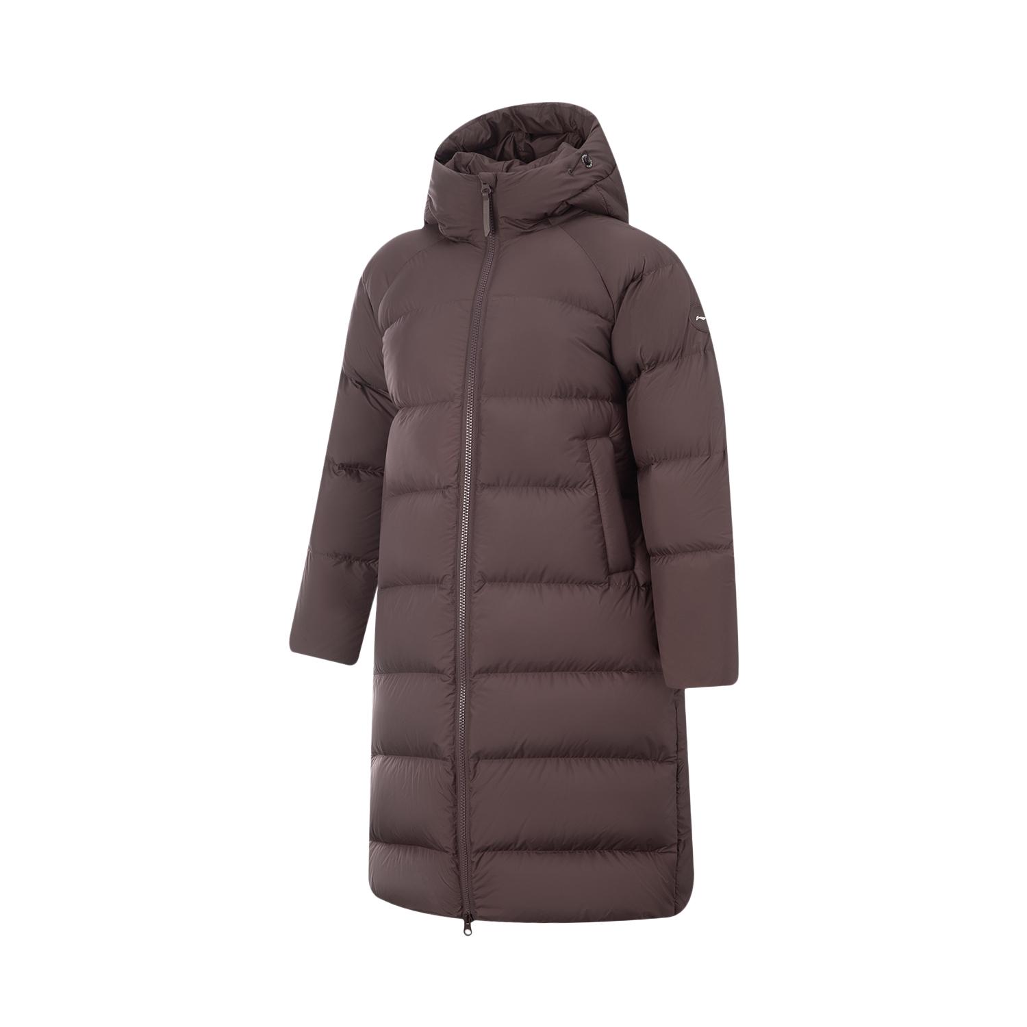 李宁正品2025冬季女子蓬松保暖立体裁剪鹅绒长款羽绒服AYMV190