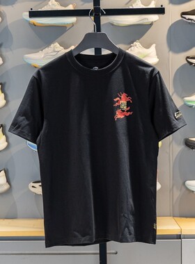 李宁正品日进斗金系列男子宽松休闲透气耐磨圆领短袖T恤AHSW017-2