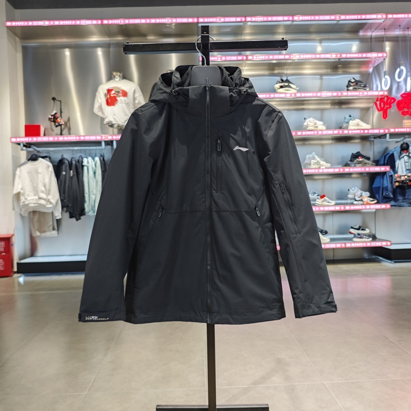 Lining/李宁正品健身系列男子梭织加绒保暖运动连帽外套AWBT015-5