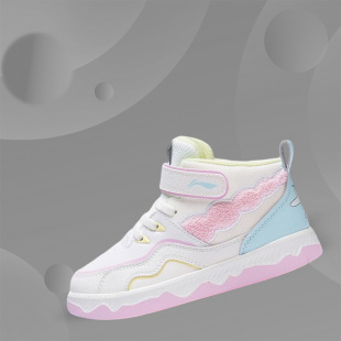 Lining 童鞋 男女小童圓頭魔術貼中幫休閑運動鞋 YKNS154 李寧正品