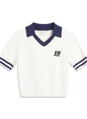 李宁正品x LPL联名系列女子户外休闲舒适百搭翻领短袖T恤AMBV326