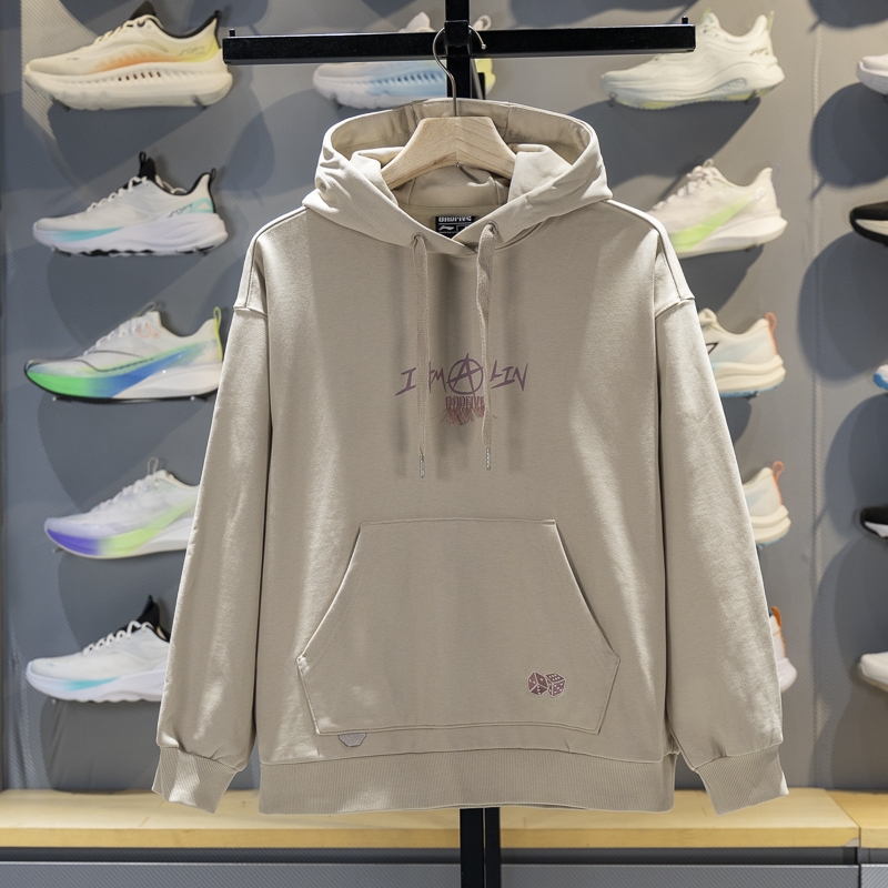 李宁正品反伍BADFIVE女子经典复古透气连帽卫衣套头衫AWDS152-4