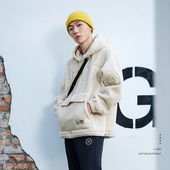 李宁外套冬季 男羊羔绒套头连帽夹克宽松运动卫衣AFDR751 新款