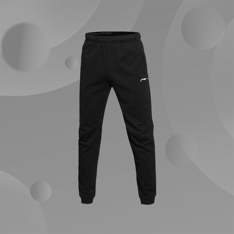 李宁正品夏男小脚透气棉涤常规品牌LOGO运动长裤子AKLQ327