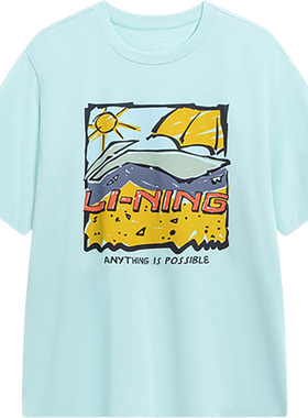 Lining/李宁正品运动时尚系列男女同款宽松休闲短袖T恤AHST543
