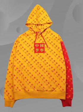 中国李宁红旗联名加绒连帽卫衣
