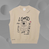 AMVR008 草莓熊系列女子运动休闲套头背心针织衫 李宁正品 秋冬新品