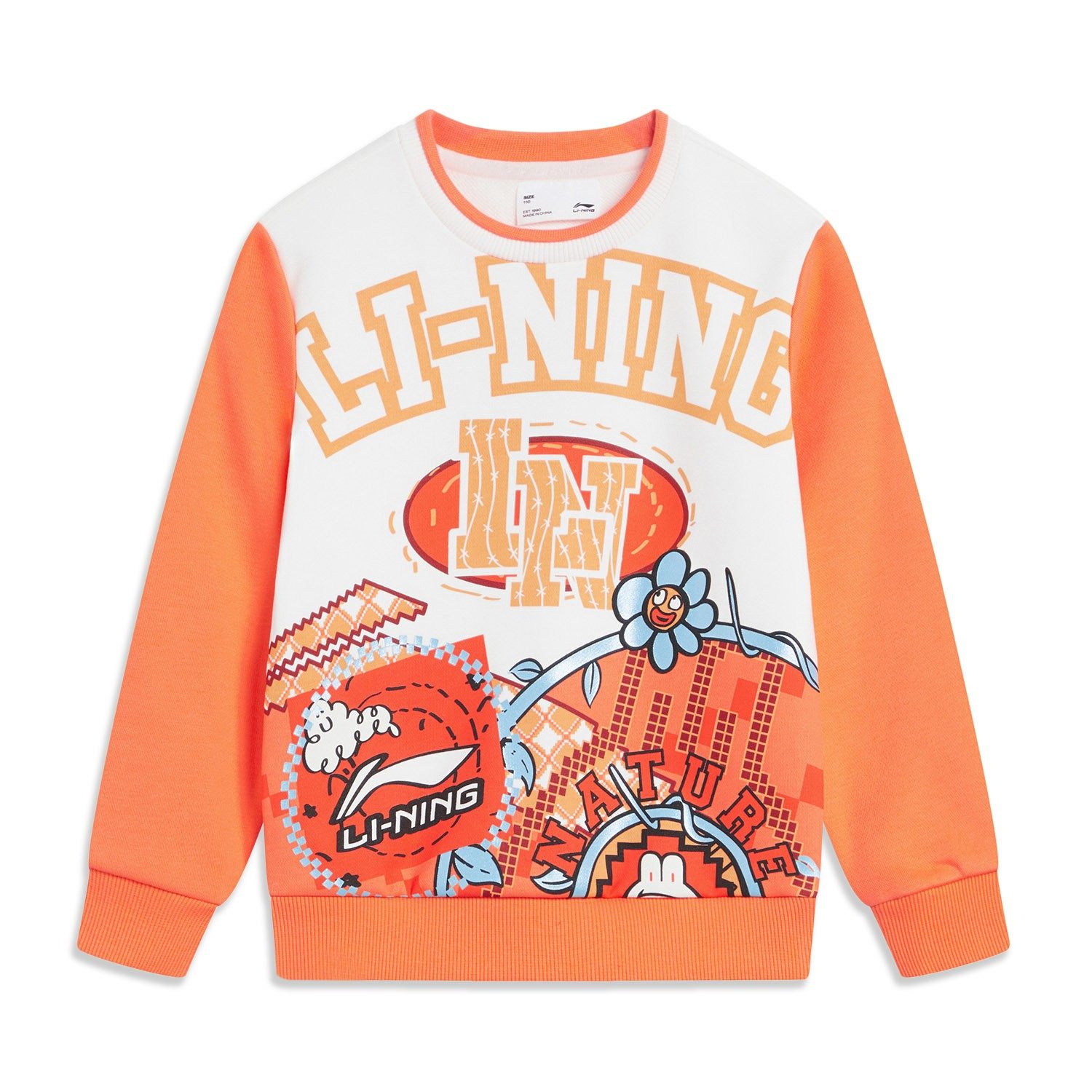 Lining/李宁秋季女童新款潮流时尚印花圆领运动套头卫衣YWDT160