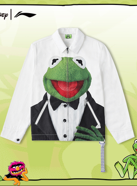 李宁正品秋季新款科米蛙联名宽松水洗牛仔夹克外套 AJDR419