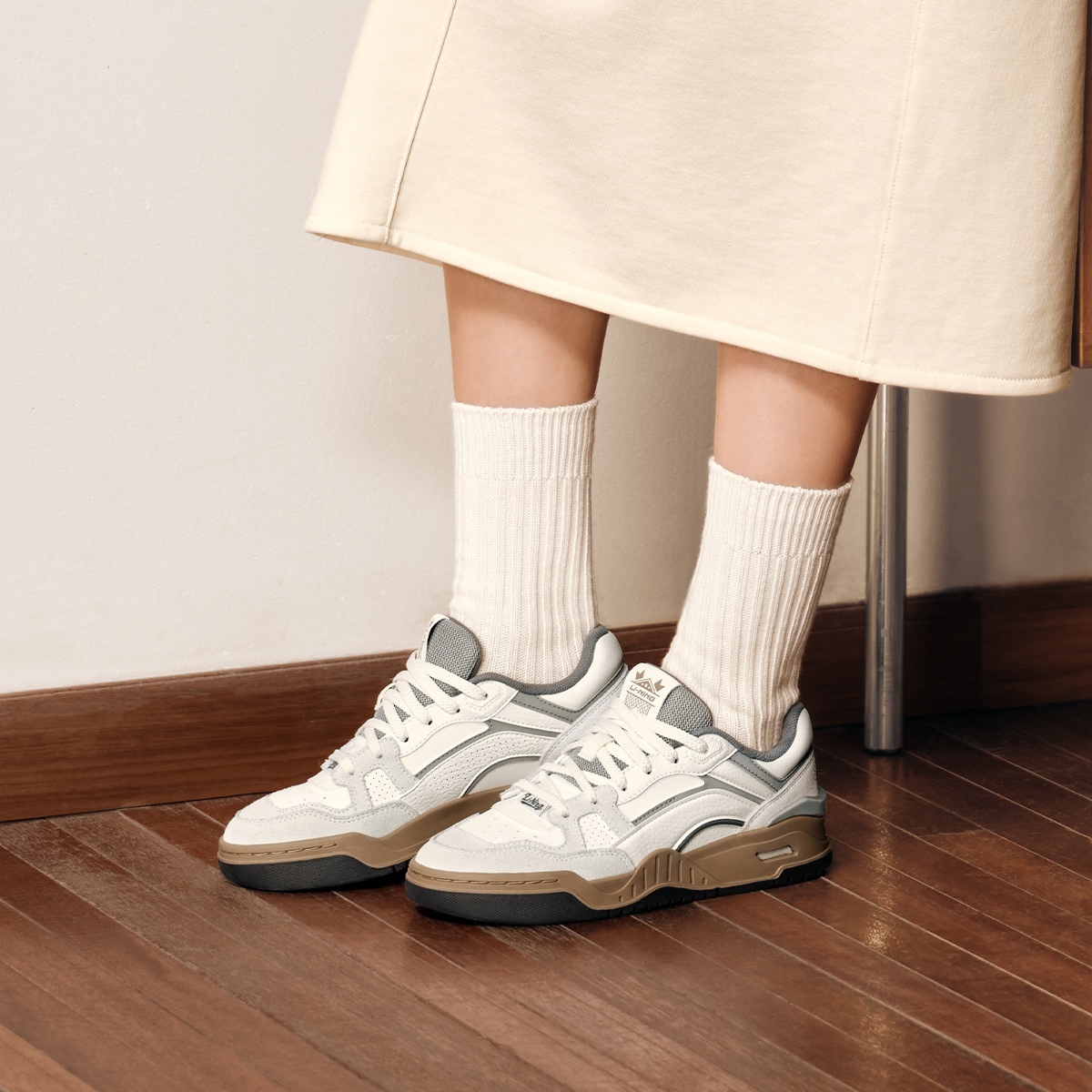 李宁正品2024月白2.0女子柔软舒适经典复古优雅休闲鞋AGCU276-10