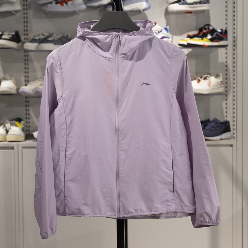 李宁正品健身系列女子时尚潮流宽松梭织连帽防晒外套AFDV154-2