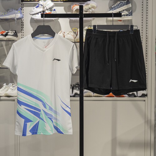 李宁正品2025新款羽毛球系列女子速干透气比赛运动套装AATV014-2