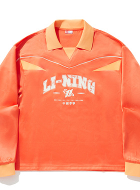 李宁正品春季新款女子时尚舒适宽松梭织翻领长袖POLO衫APLU032