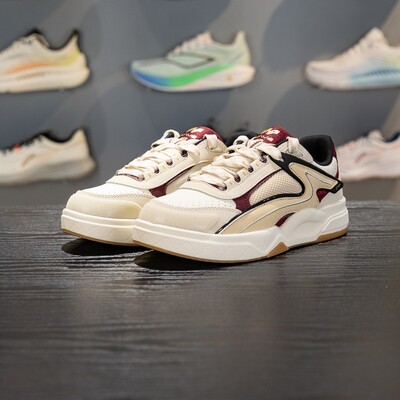 李宁正品惟吾LITE男女同款防滑耐磨透气运动低帮板鞋AGCW033-2