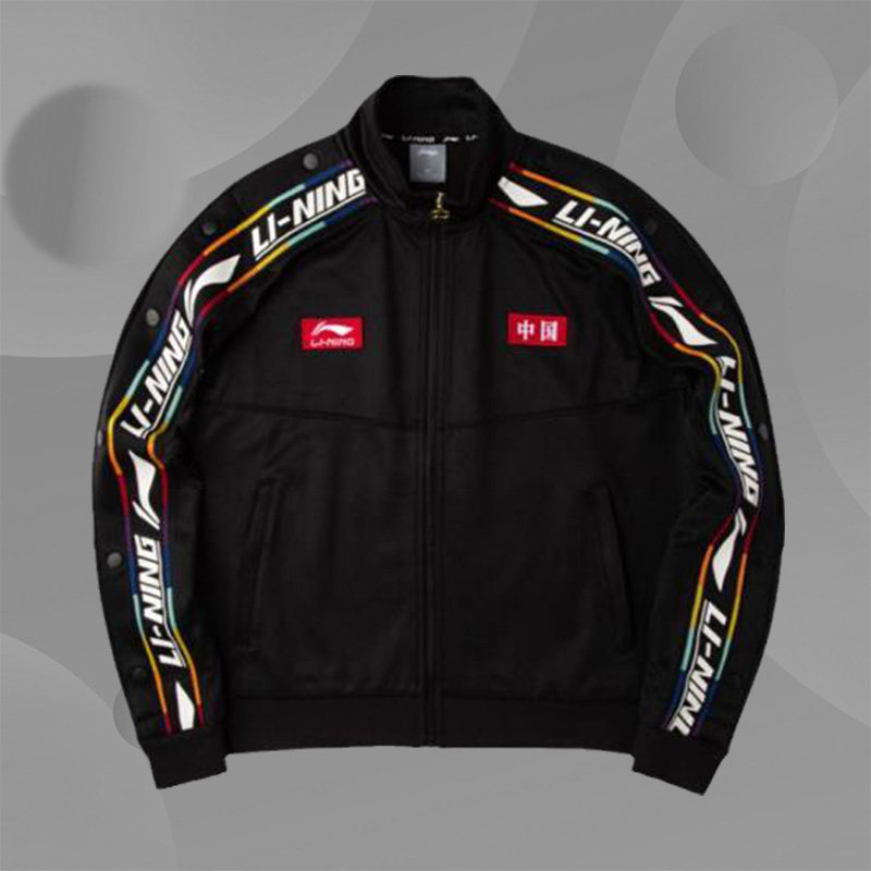 中国李宁外套女宽松彩色串标上衣休闲针织时尚潮流运动服AFDQ078