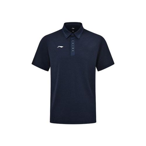 李宁男子印花修身翻领短袖