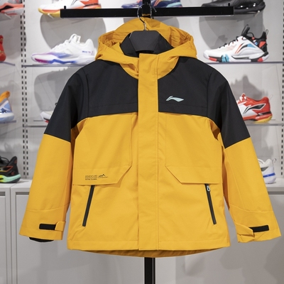 李宁正品户外系列男大童宽松保暖三合一运动羽绒冲锋衣YWBU013-3