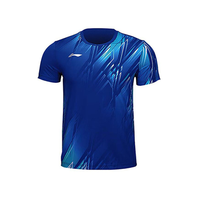 李宁正品羽毛球系列男女同款宽松透气渐变圆领短袖T恤AAYU149-1