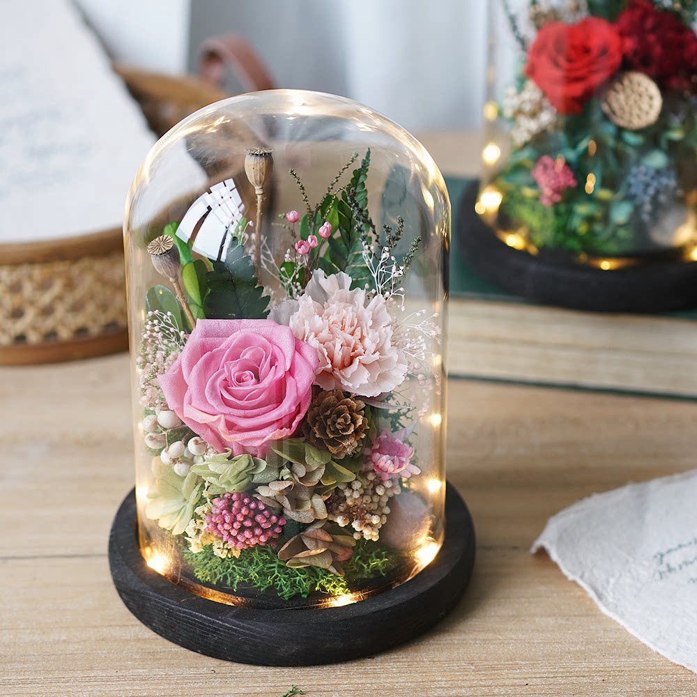 永生花玫瑰花手工礼品送女朋友康乃馨生日礼物摆件家居橱柜装饰