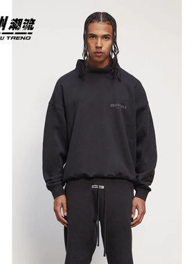 FOG Fear Of God Essentials反光胸口LOGO 高领卫衣无帽 皮标复线