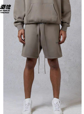 FOG FEAR OF GOD Essentials新款复线3M反光字母抽绳短裤标语高街