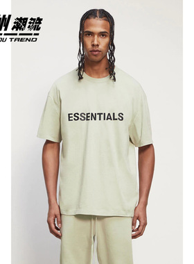 FOG Fear Of God Essentials胸前字母标语复线高街短袖T恤tee情侣