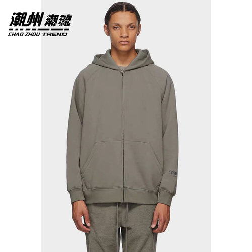 Fear of God Essentials袖口反光LOGO高街连帽衫拉链外套fog复线