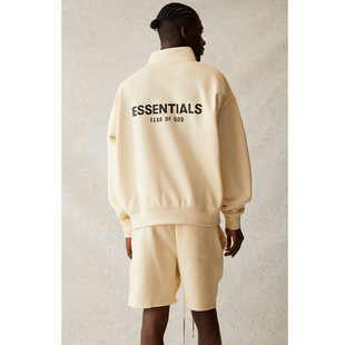 Essentials复线背部胶印半拉链立领加绒卫衣21款 FOG God Fear