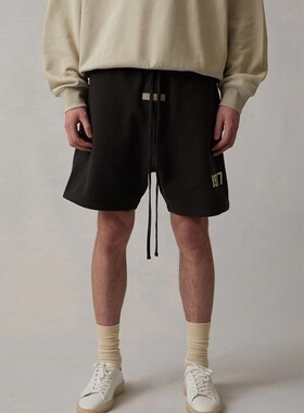 FOG Fear Of God Essentials 1977印花宽松休闲短裤男女植绒浮雕