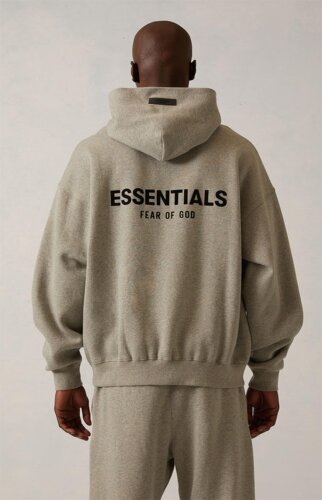 essentials潮流连帽植绒字母