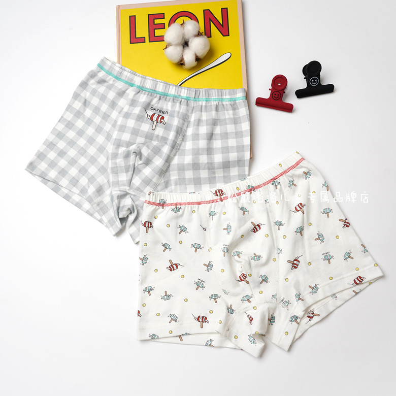 小松鼠洛洛儿童内裤男童宝宝小铁锤纯棉平角四角裤2条装不夹屁屁