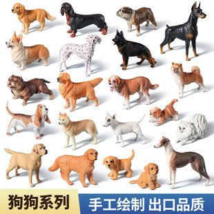 仿真狗模型实心动物玩具圣伯纳犬金毛博美柯基哈士奇儿童认知摆件