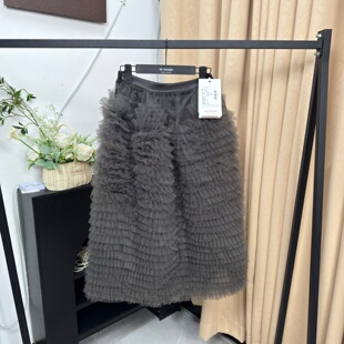 周美美同款 层层又叠叠氛围繁复重工网纱蛋糕蓬蓬半裙长裙